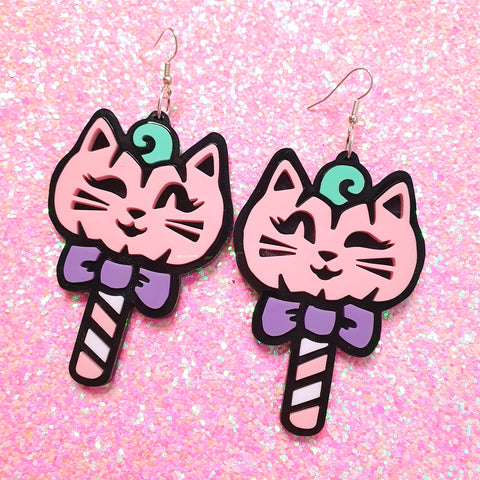 Sale ~ Pusskin Pop Earrings ~ Candyfloss Pink