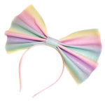 Giant Glitter Headbow ~ Pastel Rainbow (Fine Glitter) ~ Made to order